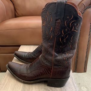 Authentic Lucchese Western Brown Crocodile Cowgirl Boots